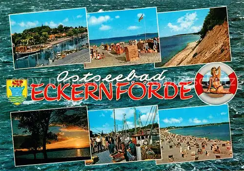 AK / Ansichtskarte Eckernfoerde Kanal Strand Steilkueste Hafenpartie Eckernfoerde