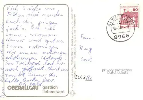 AK / Ansichtskarte Altusried Fliegeraufnahme Gasthof zum Roessle Ortsblick Western Lok Altusried