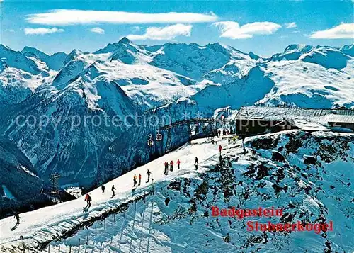 AK / Ansichtskarte Badgastein Fliegeraufnahme mit Stubnerkogel Bergstation und Hohe Tauern Badgastein