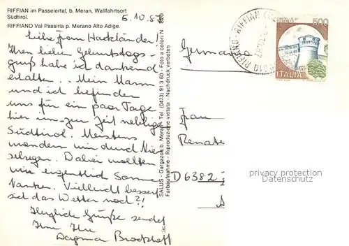 AK / Ansichtskarte Riffian_Meran mit Mutspitze Spronsertal Riffian Meran