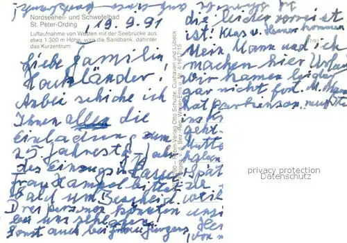 AK / Ansichtskarte St_Peter Ording Fliegeraufnahme mit Seebruecke St_Peter Ording