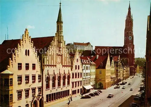 AK / Ansichtskarte Landshut_Isar Altstadt mit Rathaus St Martin und Burg Trausnitz Landshut Isar