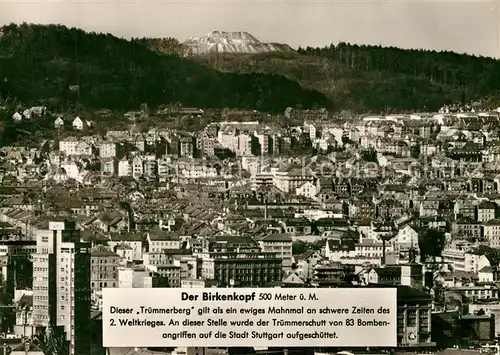 AK / Ansichtskarte Stuttgart Blick zum Birkenkopf Stuttgart