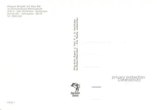 AK / Ansichtskarte Sonthofen_Oberallgaeu Allgaeuer Berghof mit Alpe Eck Sonthofen Oberallgaeu