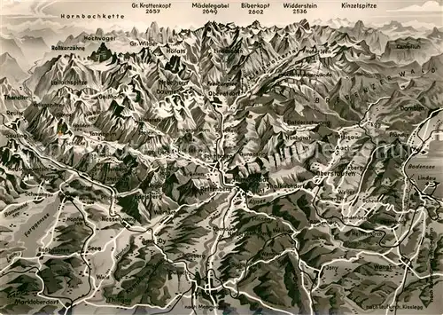 AK / Ansichtskarte Allgaeu_Region Panoramakarte Allgaeu Region