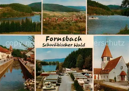 AK / Ansichtskarte Fornsbach Teilansichten Panorama Seepartie Kanal Kirche Fornsbach