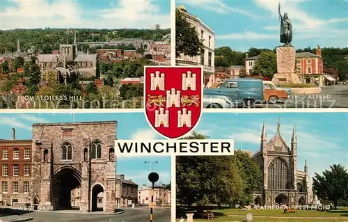 AK / Ansichtskarte Winchester King Alfred West Gate Kathedrale Winchester