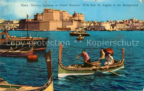 AK / Ansichtskarte Malta Maltese Dghajsas Grand Harbour Fort Sant Angelo Malta