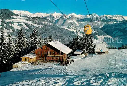 AK / Ansichtskarte Zweisimmen Berghaus Mittelstation Gondelbahn Rinderberg Zweisimmen