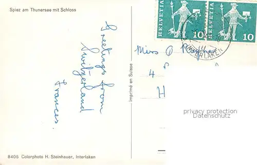 AK / Ansichtskarte Spiez_Thunersee_BE Schloss Panorama Spiez_Thunersee_BE