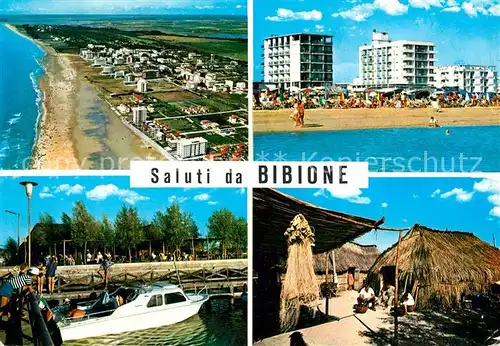 AK / Ansichtskarte Bibione Fliegeraufnahme Strand Hotelanlagen Bootsanlegestelle Bibione