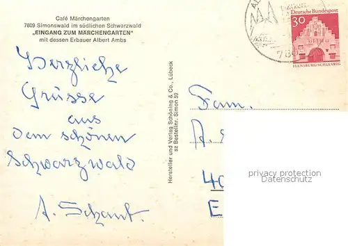 AK / Ansichtskarte Simonswald Eingang zum Maerchengarten Simonswald