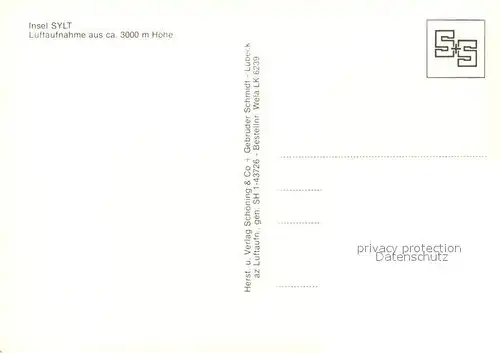 AK / Ansichtskarte Insel_Sylt Nordseeinsel Fliegeraufnahme aus ca. 3000 m Hoehe Insel_Sylt