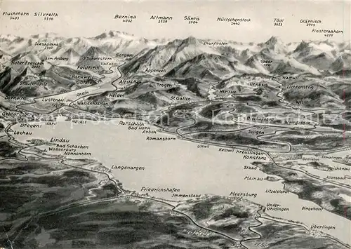 AK / Ansichtskarte Markelfingen Panoramakarte Langenargen Meersburg Rorschach Staad Lochau Markelfingen