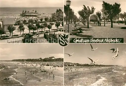 AK / Ansichtskarte Ahlbeck_Ostseebad Konzertplatz und Seebruecke Strandpartien Ahlbeck_Ostseebad