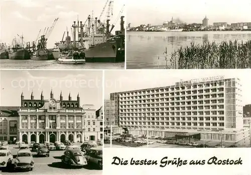 AK / Ansichtskarte Rostock_Mecklenburg Vorpommern Hafenpartie Rathaus Hotel Warnow Rostock