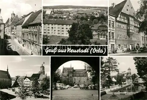 AK / Ansichtskarte Neustadt_Orla Rathaus Lutherhaus Markt Gamsenteich Neustadt_Orla