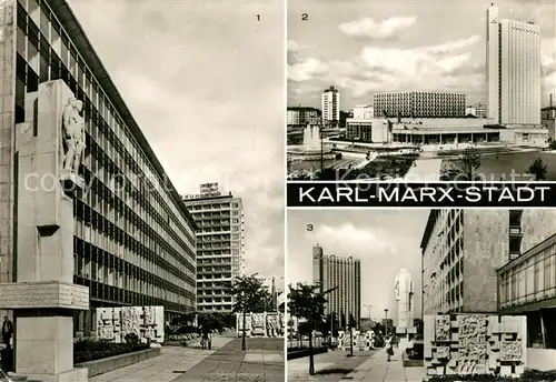 AK / Ansichtskarte Karl Marx Stadt Ensemble Lobgedichte Karl Marx Allee Stadthalle  Karl Marx Stadt