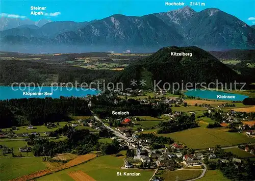 AK / Ansichtskarte St_Kanzian_Klopeiner_See Fliegeraufnahme mit Kleinsee Hochobir und die Steiner Alpen St_Kanzian_Klopeiner_See