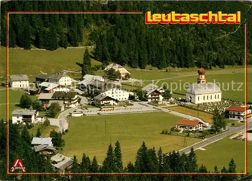AK / Ansichtskarte Leutasch Kirchplatzl mit Hotel Xander Fliegeraufnahme Leutasch