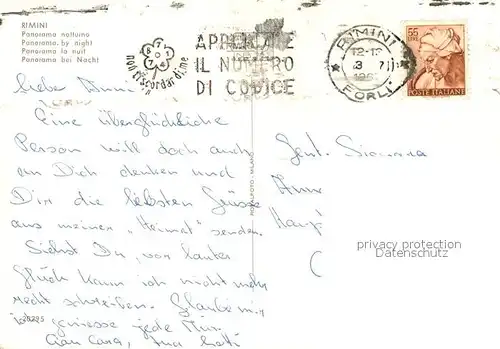 AK / Ansichtskarte Rimini Nachtaufnahme Strandpromenade Rimini