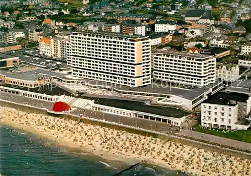 AK / Ansichtskarte Westerland_Sylt Kurzentrum Nordseeheilbad Fliegeraufnahme Westerland_Sylt