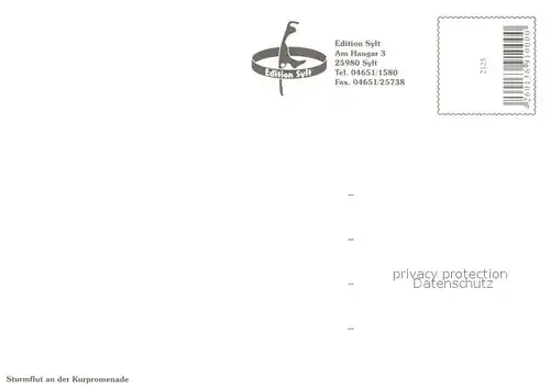 AK / Ansichtskarte Westerland_Sylt Sturmflut an der Kurpromenade Westerland_Sylt