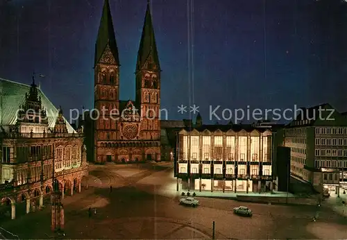 AK / Ansichtskarte Bremen Rathaus Dom Haus der Buergerschaft bei Nacht Bremen