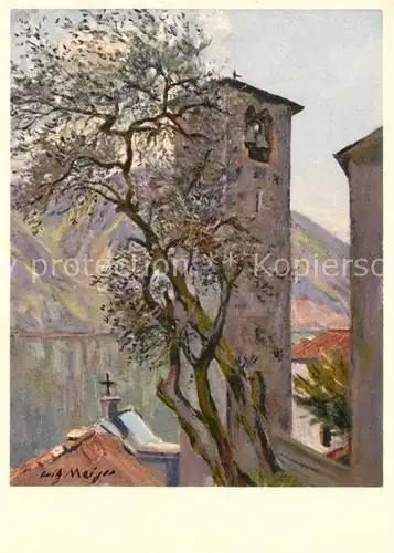 AK / Ansichtskarte Gandria_TI Glockenturm Kuenstlerkarte Gandria_TI