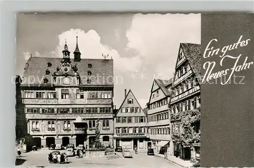 AK / Ansichtskarte Tuebingen Rathaus Marktplatz Neujahrswuensche Tuebingen