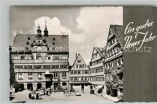 AK / Ansichtskarte Tuebingen Marktplatz Rathaus Neujahrswuensche Tuebingen