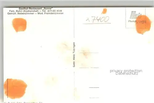 AK / Ansichtskarte Tuebingen Gasthaus Restaurant Sonne Tuebingen