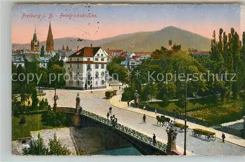 AK / Ansichtskarte Freiburg_Breisgau Friedrichsbruecke Muenster Freiburg Breisgau