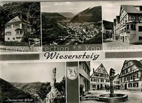 AK / Ansichtskarte Wiesensteig Marktplatz Fliegeraufnahme Steinernes Weib Dachwerk Wiesensteig