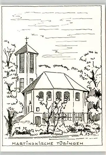 AK / Ansichtskarte Tuebingen Martinskirche Kuenstlerkarte Tuebingen
