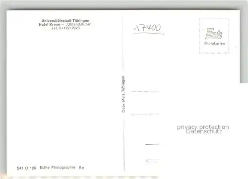 AK / Ansichtskarte Tuebingen Hotel Uhlandsstube Tuebingen