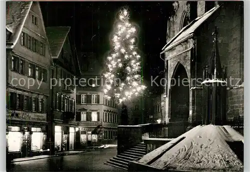 AK / Ansichtskarte Tuebingen Holzmarkt Nachtaufnahme Winter Tuebingen