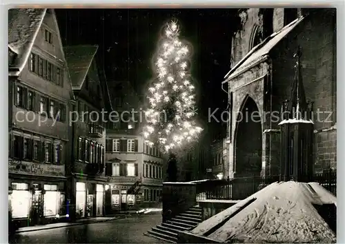 AK / Ansichtskarte Tuebingen Holzmarkt Nachtaufnahme Winter Tuebingen