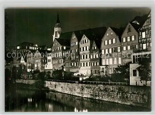 AK / Ansichtskarte Tuebingen Neckarufer Nachtaufnahme Fachwerk Tuebingen