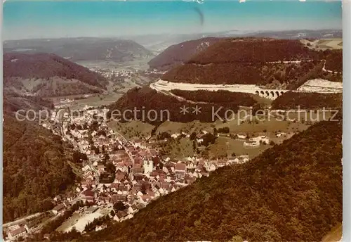 AK / Ansichtskarte Wiesensteig Fliegeraufnahme Albaufstieg BAB Viadukt Kirche Wiesensteig