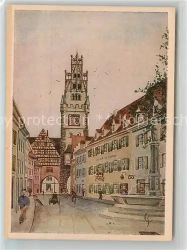AK / Ansichtskarte Freiburg_Breisgau Oberlinden Schwabentor Kuenstlerkarte Freiburg Breisgau