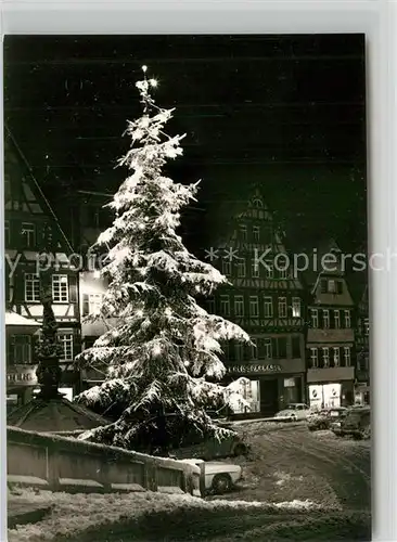 AK / Ansichtskarte Tuebingen Marktplatz Winteraufnahme Nachtaufnahme Tuebingen