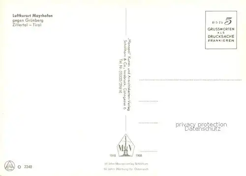 AK / Ansichtskarte Mayrhofen_Zillertal Fliegeraufnahme mit Gruenberg Mayrhofen_Zillertal