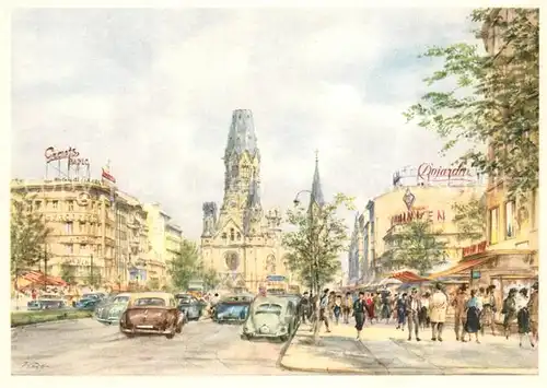 AK / Ansichtskarte Berlin Kaiser Wilhelm Gedaechtnis Kirche Aquarell Berlin