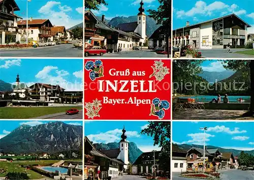 AK / Ansichtskarte Inzell Orts und Teilansichten Schwimmbad Kirche Dorfplatz Inzell