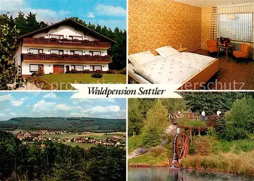 AK / Ansichtskarte Wahlen_Odenwald Waldpension Sattler Zimmer Panorama Muehlrad Wahlen_Odenwald