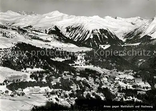 AK / Ansichtskarte Arosa_GR Fliegeraufnahme mit Mattlishorn und Hochwang Arosa_GR