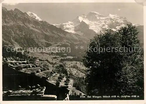 AK / Ansichtskarte Wengen_BE mit Moenchund Jungfrau Wengen_BE