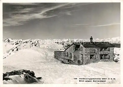AK / Ansichtskarte Weisshorngipfel_Huette mit Berner Alpen Weisshorngipfel Huette