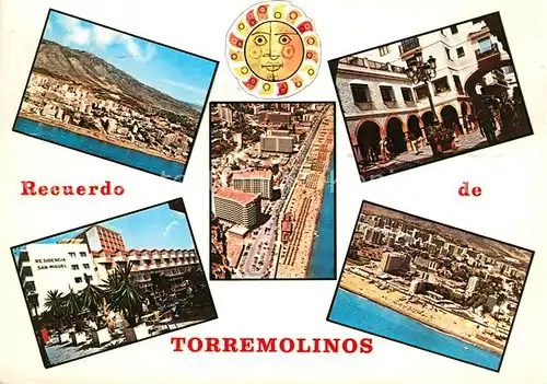 AK / Ansichtskarte Torremolinos Strandpartien Fliegeraufnahme Arkaden Hotel San Miguel Torremolinos